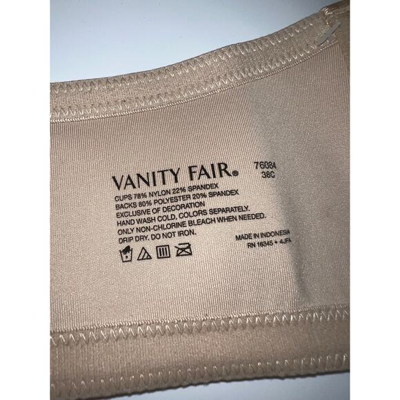 38C Vanity Fair Bra Minimizer Full Figure Beauty Back Smoothing Underwire Tan - Picture 6 of 7